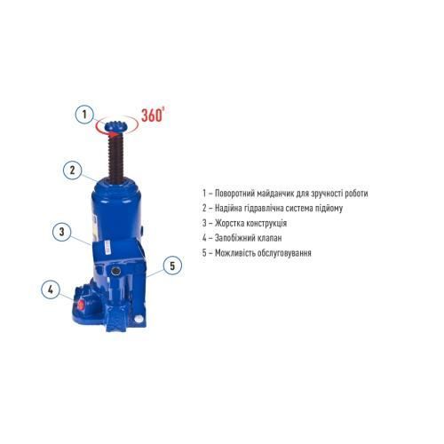 Домкрат гидравлический телескоп 3т в коробке 180-343 мм 3,1 кг Vitol IH-180350D IH-180350D фото